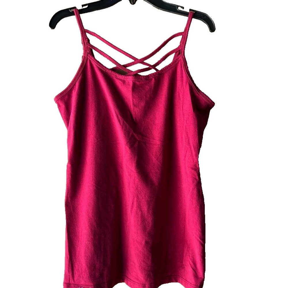 Torrid Women's Tank Cami Top Size 0 Magenta Cotton Stretch Spaghetti Strap